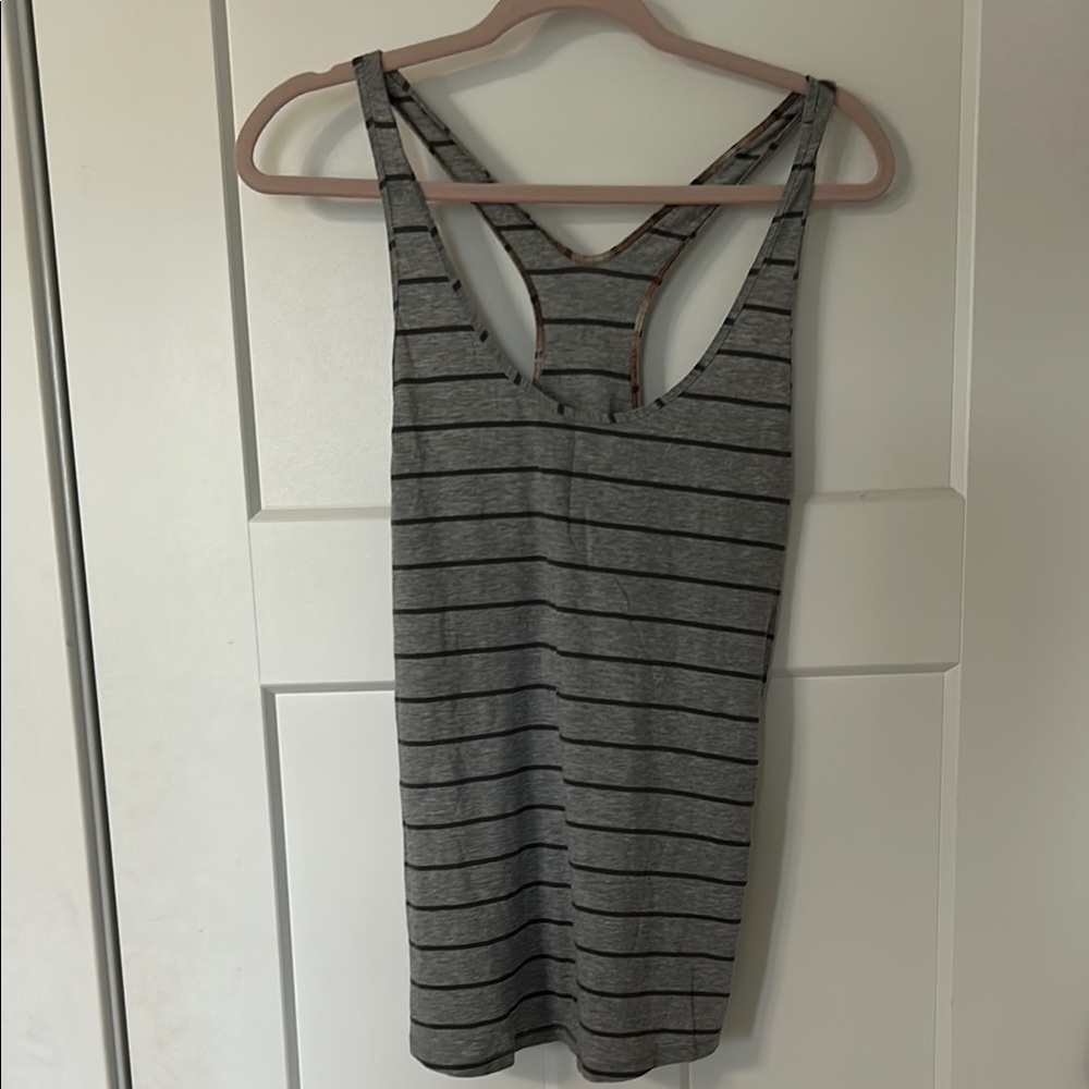 Lululemon Athletica Gray and Black Striped Tank Top